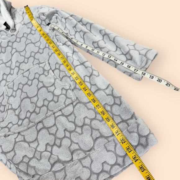 Disney Mickey Minnie Lounger Sleepwear Terry Fleece Hood Tunic Dress Size L Gray - Picture 14 of 15